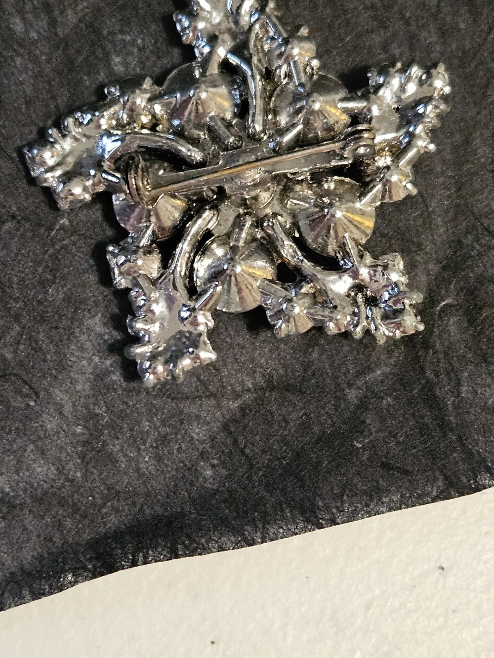 Vintage Silver-Tone Starburst Brooch with Clear Crystals & Matching Clip Earring